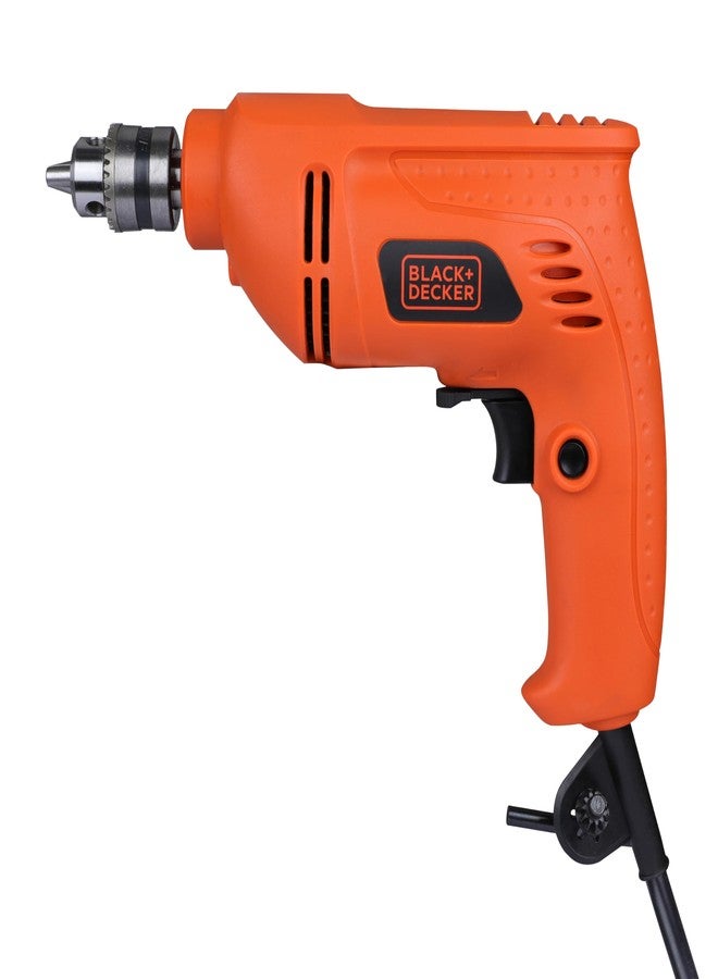 BLACK+DECKER BD65RD 400W 6.5mm Corded Variable Speed Reversible Rotary Drill for Home & DIY Use for Drilling Into Masonry & Wood, 1 Year Warranty, ORANGE & BLACK - Image 1